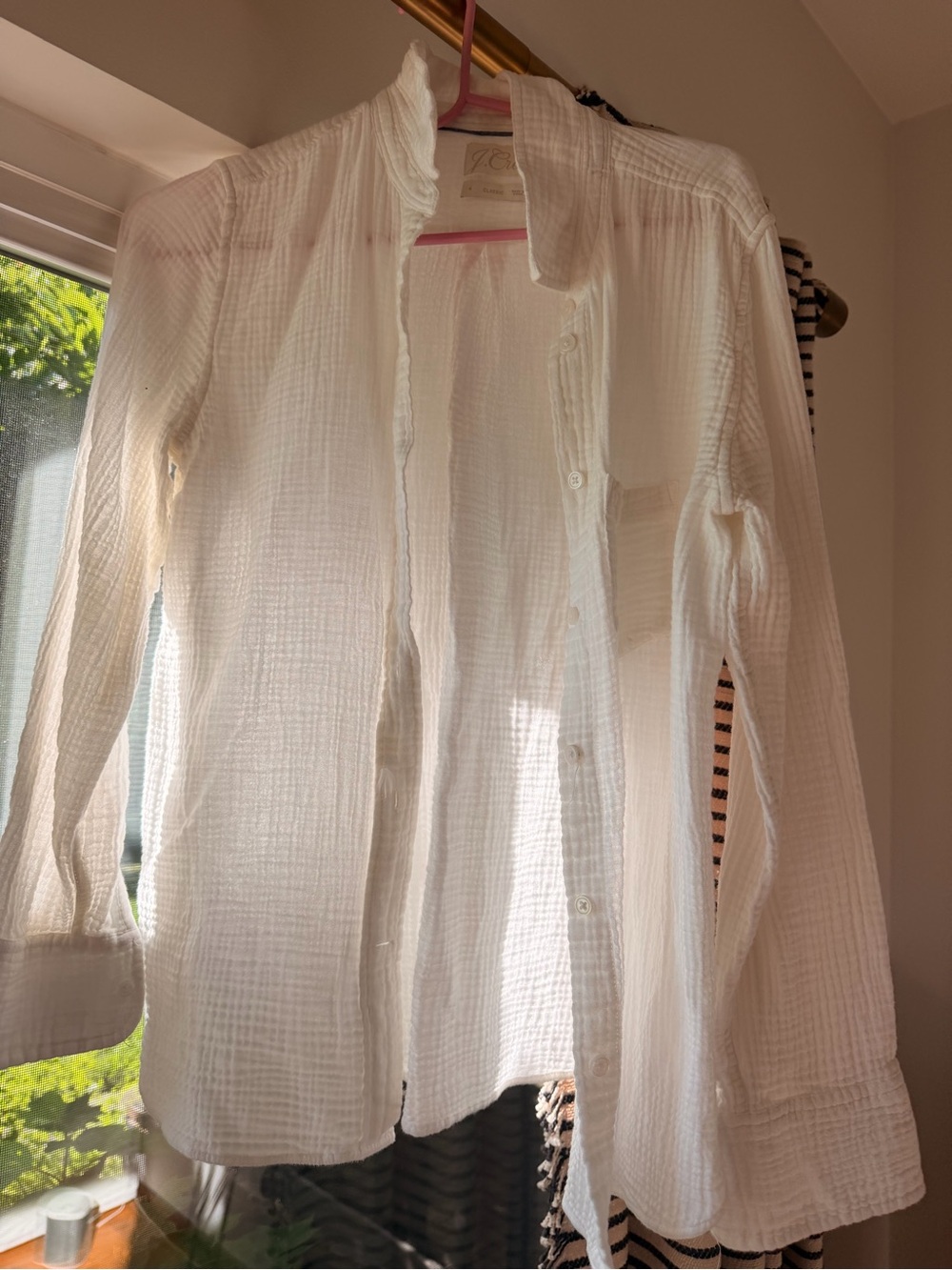 J Crew Lightweight White Gauze Button-Up Shirt